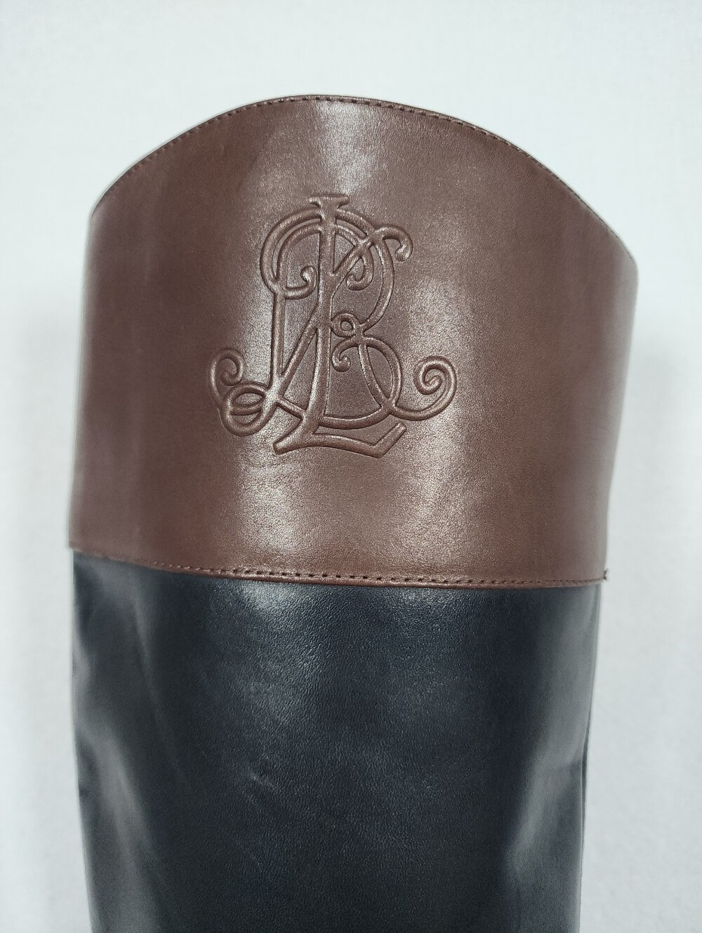 Lauren Ralph Lauren Black and Brown Leather Knee-High Riding Boots - Picture 8 of 16